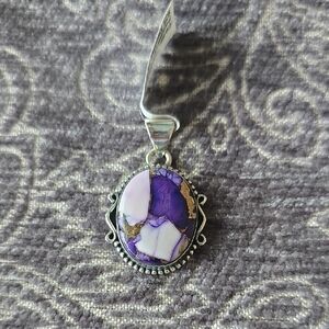 925 Sterling Silver Purple/White Turquoise Pendant